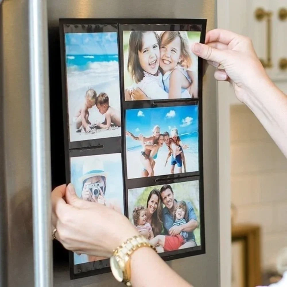 2 Fridge Magnetic Collage Picture Frames Holder 10 Total 4x6 Photos Refrigerator